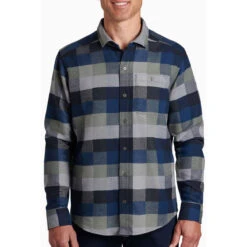 KUHL Men's Pixelatr Flannel Long Sleeve -Explore Apparel 7336 pixelatr flannel ls sea glass front pdp photo 41ff3d12 a73b 4e05 b69d e2a7db21f2b9