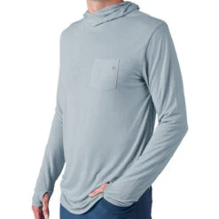 Men's Bamboo Lightweight Hoodie 33 Men's Bamboo Lightweight Hoodie -Explore Apparel LWH CaysBlue Front 1 2