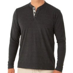 Men's Bamboo Flex Henley -Explore Apparel M Henley 1000px HeatherBlack 1