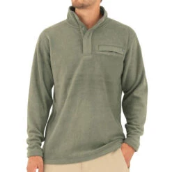 Men's Bamboo Polar Fleece Snap Pullover -Explore Apparel M PolarFleece SnapPullover DarkOlive 1