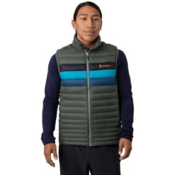 Cotopaxi Men's Fuego Down Vest -Explore Apparel f21 m fuego vest spruce stripes front