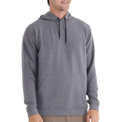 Men's Bamboo Fleece Pullover Hoody -Explore Apparel fleece pullover hoody heather navy men top 1 2