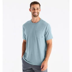 Men's Bamboo Flex Pocket Tee -Explore Apparel flex pocket tee heather tide men 1