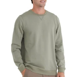 Men's Bamboo Heritage Fleece Crew -Explore Apparel heritage fleece crew moss green men top 1