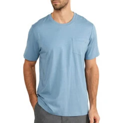 Men's Bamboo Heritage Pocket Tee -Explore Apparel heritage pocket tee blue fog men top 1 1