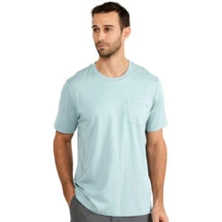 Men's Bamboo Heritage Pocket Tee -Explore Apparel heritage pocket tee flats blue men 1 1