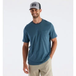 Men's Bamboo Heritage Pocket Tee -Explore Apparel heritage pocket tee slate blue men 1 1