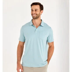 Men's Bamboo Heritage Polo 16 Men's Bamboo Heritage Polo -Explore Apparel heritage polo flats blue men top 1