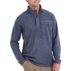 Men's Bamboo Polar Fleece Snap Pullover -Explore Apparel polar fleece snap pullover indigo men top 1