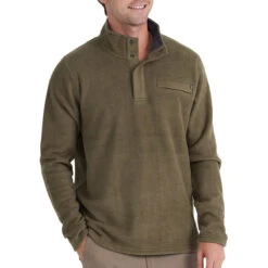 Men's Bamboo Polar Fleece Snap Pullover -Explore Apparel polar fleece snap pullover military green men top 1